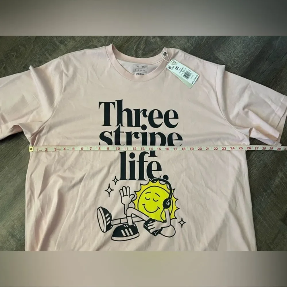 Adidas Three Stripe Life Tee-Size 2XL